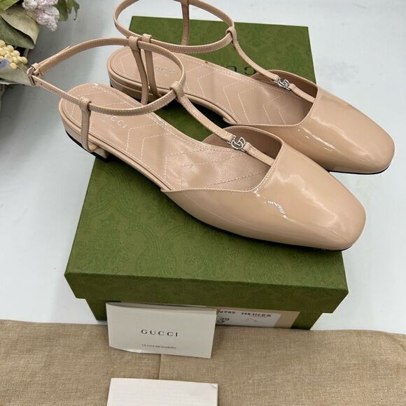 Women’s Gucci, T-strap, patent leather GG ballet flats size 39 made in Italy - Picture 3 of 8